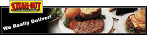image of logo of Steak-Out franchise business opportunity SteakOut franchises Steak Out franchising
